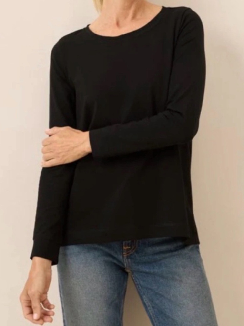 Pact Luxe Stretch Jersey Swing Long Sleeve Tee - Black